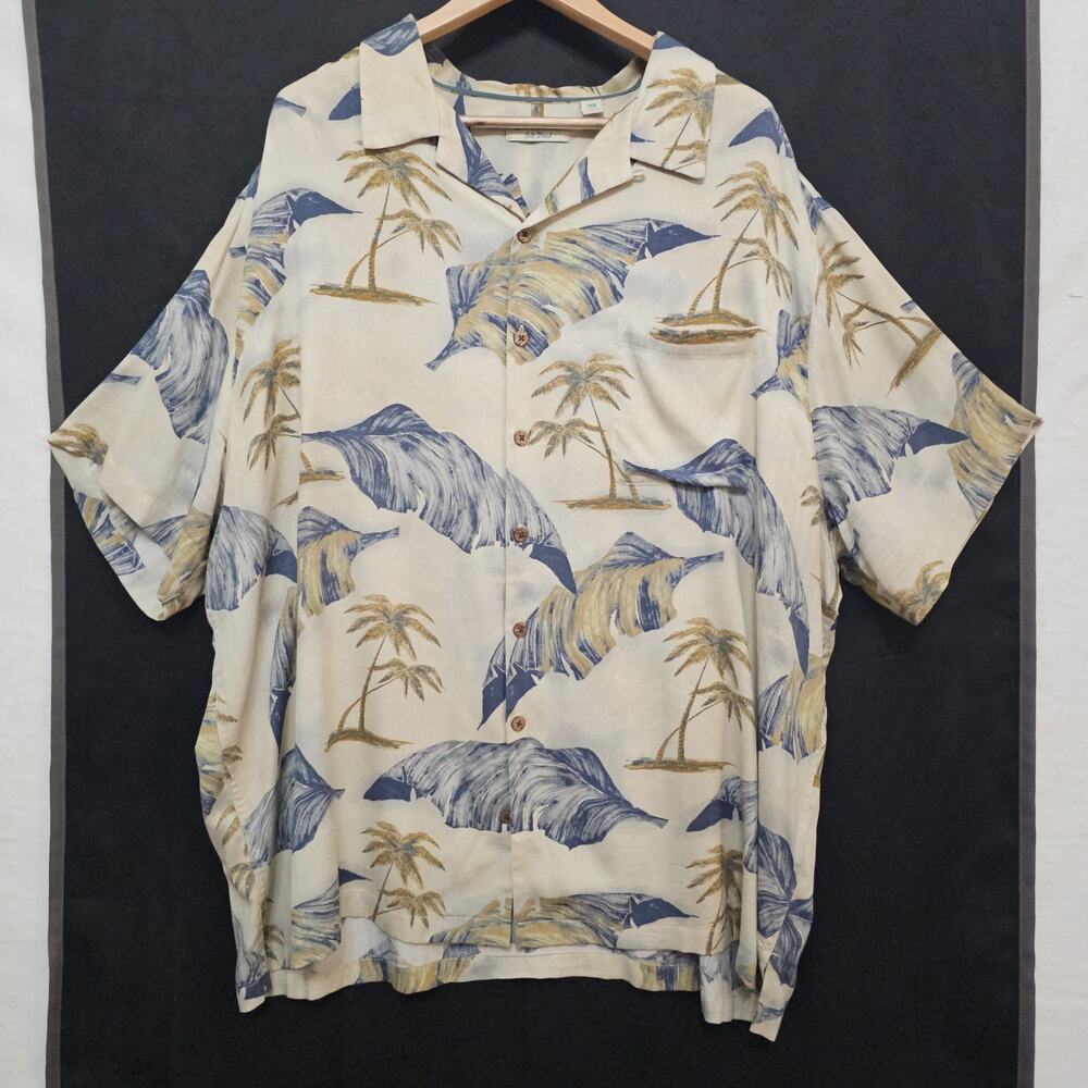 Mens Caribbean Hawaiian Shirt 3XB Silk Blend Tropical Island Life Resort Charm